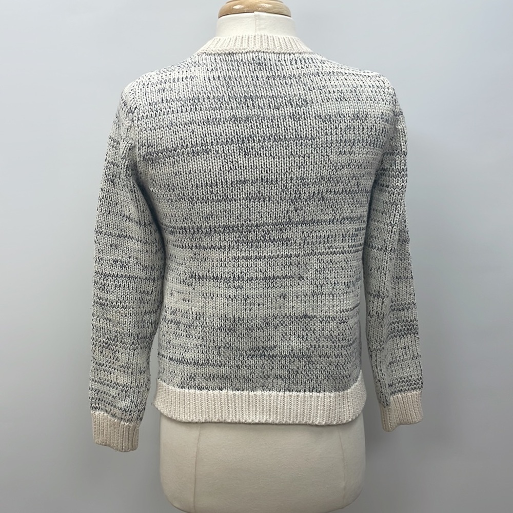 Banana Republic Chunky Knit Crewneck Sweater 100% Cotton Preppy Blue White Small - Picture 6 of 10